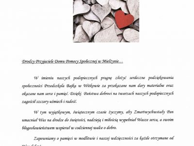 Podziękowanie dla Przedszkola “Bajka”